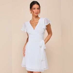 Lulu's Dusty BLUE Flutter Sleeve Mini Dress